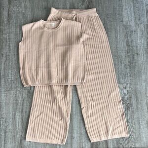 Ribbed Knit Sleeveless Top and Pants Set